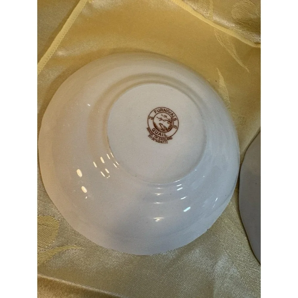 Furnivals Brown Quail England Set 2 Cereal Bowls, Excellent Condition Antique